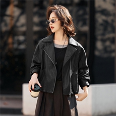 妖精的口袋复古棕色皮衣女2026春秋季新款高级感甜酷短款夹克外套，女装皮衣，美拉德工厂直营店