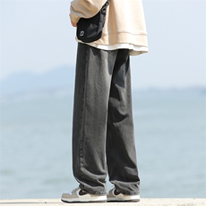2023牛仔裤男港风直筒裤宽松美式复古休闲牛仔裤NZG8374-P37控68，男装牛仔裤，星座717