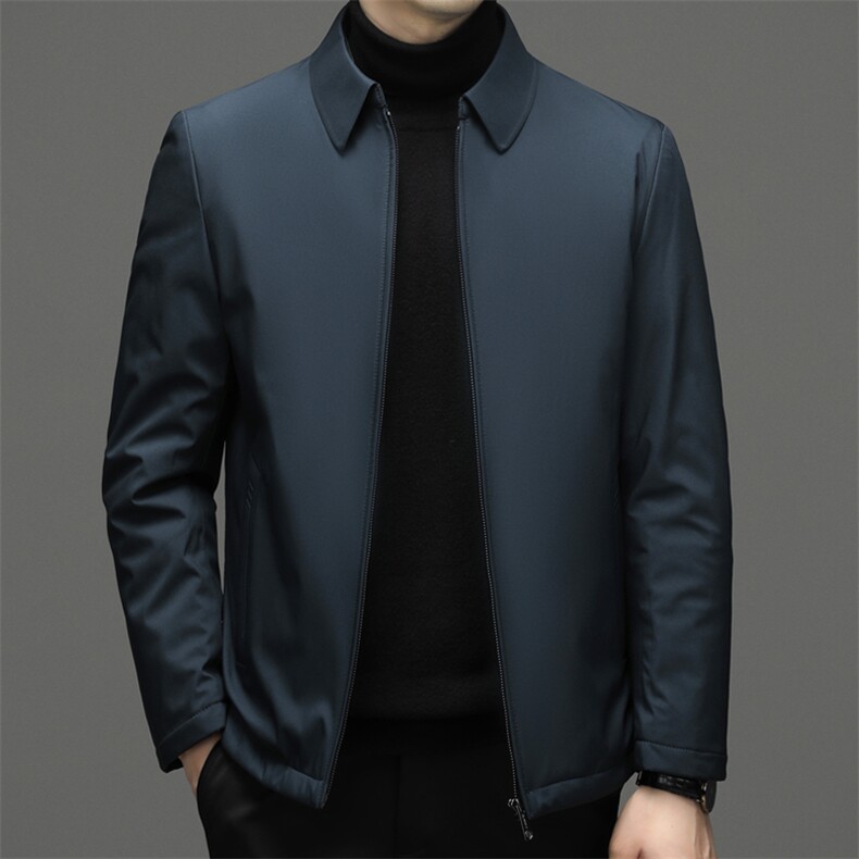 冬季新款羽绒服男2023年中年宽松免烫翻领上衣加厚保暖白鸭绒外套,男装羽绒服,电商B212（原钱塘6029）