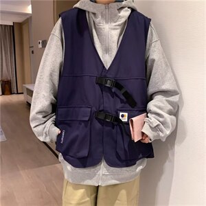 春秋新款假两件工装开衫卫衣情侣宽松上衣服外套机能风 W3627-P53图片