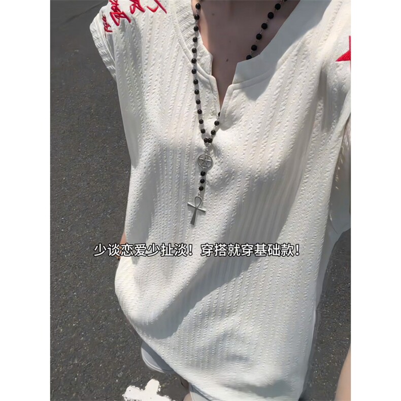 XZ809A/SSS03/特P24/控48美式V领坎肩万针绣花背心T恤,男装背心/马甲,星座809A(原222-1)