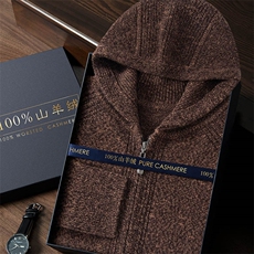 2025年秋季长袖青春流行连帽时尚百搭通勤简约休闲，男装羊绒开衫，曼云男装羊绒