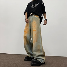 夏款男扎染渐变色脏脏牛仔裤直筒宽松长裤NK1719P55，男装牛仔裤，星座1013-1