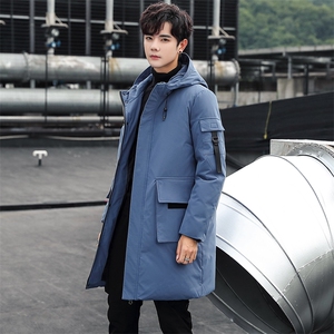时尚长款连帽中长款修身纯色团体团建服班服可印花羽绒服 有差价图片