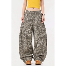 复古豹纹工装弯刀裤男女美式风宽松香蕉裤情侣休闲裤K6606-P53，男装工装外套，星座412-3