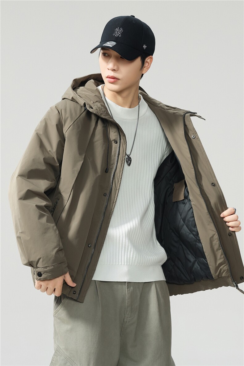 2025冬季新款休闲男士连帽加棉加厚透气棉服夹克W0083,男装夹克,电商D215