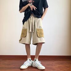 2024新款五分裤男士韩版潮口袋字母夏季百搭ins休闲短裤K5369-P34，男装牛仔裤，星座412-3
