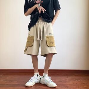 2024新款五分裤男士韩版潮口袋字母夏季百搭ins休闲短裤K5369-P34图片