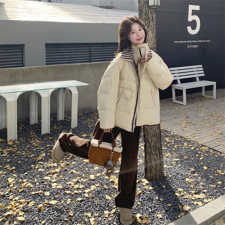 韩系chic立领泡芙羽绒服女2025冬季新款加厚面包服外套高级小众,女装羽绒服,2B237