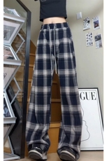 潮流大码中性风美式休闲直筒格子裤拖地裤长裤K8585-P48【特价】，男装休闲裤，电商A007