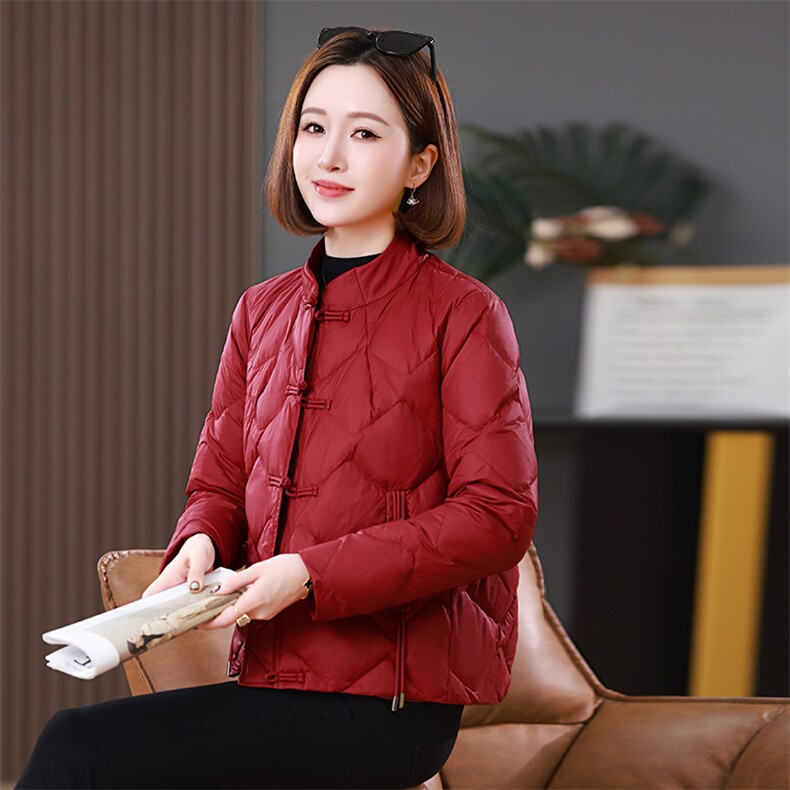 2025冬装新中式盘扣短款立领棉衣外套,女装棉衣/棉服,雪樱依海