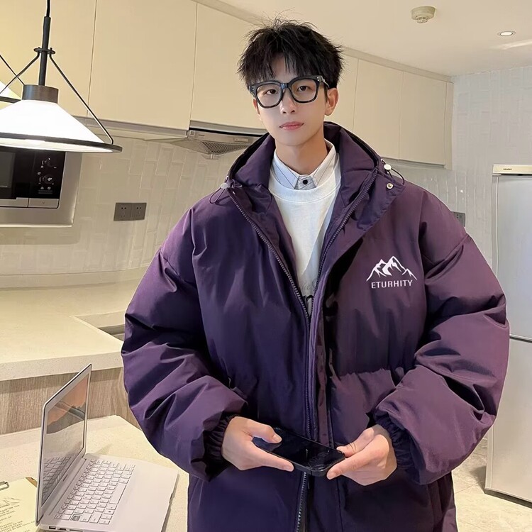 羽绒服男女短款秋冬2025新款连帽加厚防寒面包服外套,男装羽绒服,星座218-8