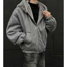 xz514-816-P125新款上架【座山雕】毛绒连帽棉服加绒黑墙灰，男装棉衣，星座514