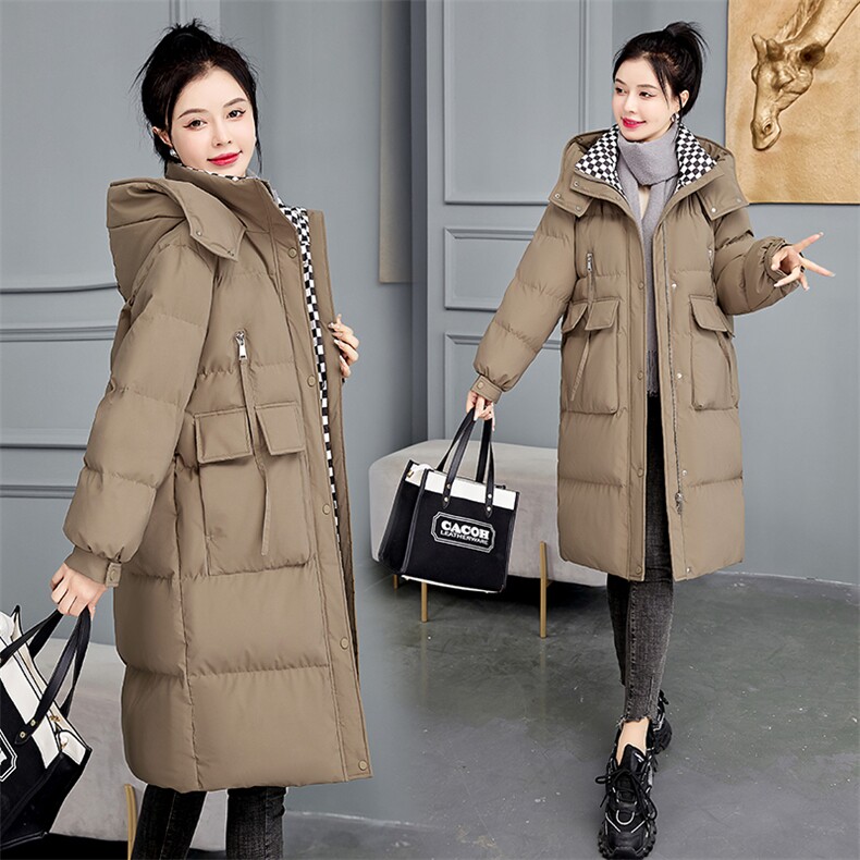 2022冬季新款女装长款羽绒棉服时尚保暖显瘦外套,女装棉衣/棉服,关键词