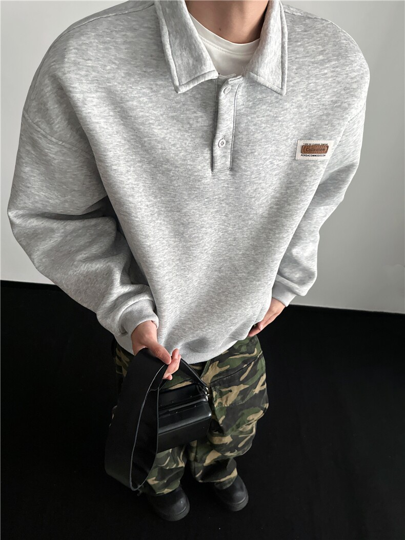 WY807-尺码M-3XL-P35-polo领卫衣美式情侣长袖翻领上衣外套,女装短外套,星座1811B