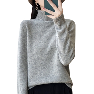 时尚百搭女士羊毛高领毛衣 秋冬保暖显瘦长袖针织衫图片