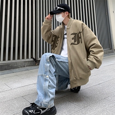 美式高街鹿皮绒刺绣痞帅潮流宽松百搭夹克外套JK318-P68，男装夹克，星座313A(原308A-2)