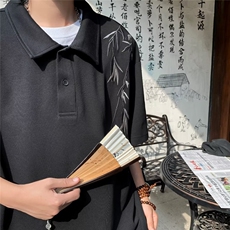 POLO衫男士韩版潮流短袖帅百搭刺绣2024夏季ins宽松T恤WB277-P32，男装T恤，星座412-2