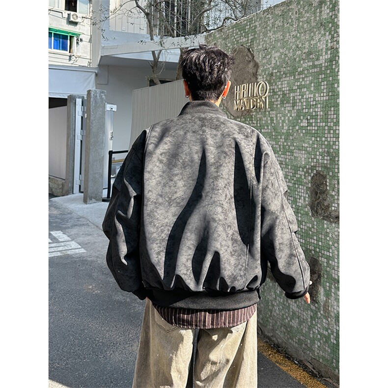春季抖音得物品质扎染PU皮衣立领雾面皮夹克外套男6158-TP43,男装夹克,星座207