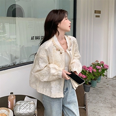 减龄重工刺绣短款蕾丝外套女2025春秋季新款韩系休闲显瘦夹克上衣，女装短外套，2C285