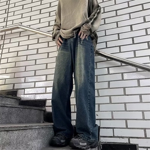 美式街头水洗做旧时尚牛仔裤男春秋直筒宽松欧美高街长裤N071-P46图片