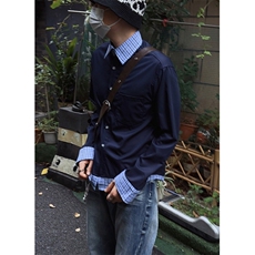 藏蓝格纹假两件拼接衬衫长袖上衣cleanfit休闲系休闲男THJ94，男装Polo衫，星座1116A（原606A-3）