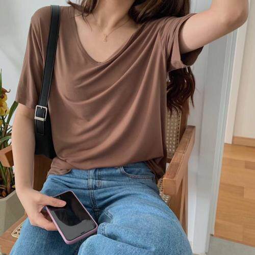 【现货】v领冰柔棉基础打底衫短袖，女装，海维恩