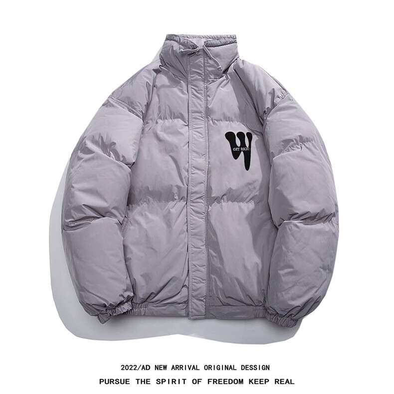 白鸭绒白底22冬季潮流设计感抽绳立领羽绒服YR218P195控258,男装羽绒服,电商A247-1