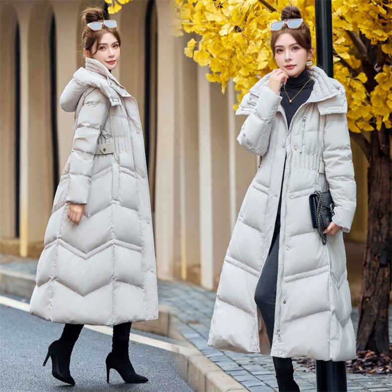 【bao款现货】2024新款保暖气质拼接皮设计款连帽羽绒服90白鸭绒，女装羽绒服，雅静靓衣