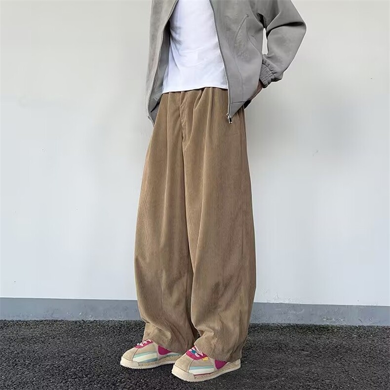 加绒加厚灯芯绒休闲裤男韩版潮流坠感阔腿拖地长裤K0871-P48,男装卫衣,星座308B-2