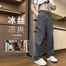 2025秋季新款内景大码美式伞兵冰丝裤M-5XHK24453-特P25，男装休闲裤，电商A022
