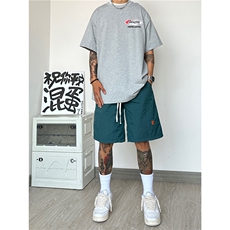 2023夏季多巴胺宽松短裤刺绣小标沙滩裤B315-K23352-特p20控38，男装休闲裤，电商B315