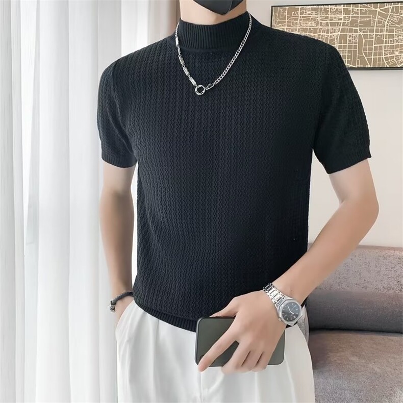 男秋松百搭情侣短袖针织衫包芯纱早秋打底衫半袖衣服M3302P44,男装针织衫/毛衣,星座1116-2