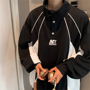 特50控88 美式50棉卫衣男痞帅刺绣立领潮牌青少年休闲外套XW410图片