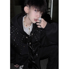 细闪烫钻连帽卫衣开衫外套WY113特P68，女装短外套，星座908-1
