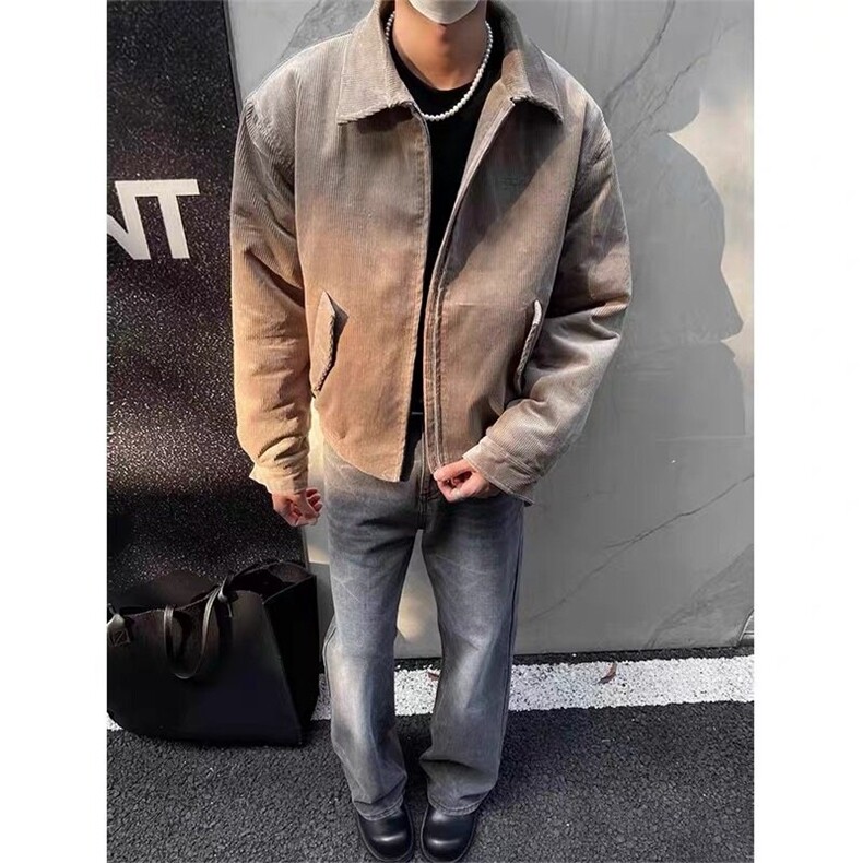 2026春季新款港风复古简约风灯芯绒翻领夹克外套男潮JK1417-P78,男装夹克,星座313A(原308A-2)