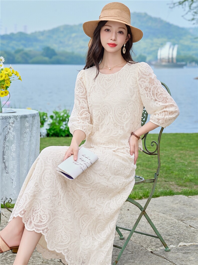 2026夏装新款简约时尚优雅蕾丝套装两件套,女装套装/套裙,美沁