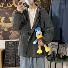 JK3010/P55春装2023新款休闲宽松连帽学生夹克男纯色大码外套控78，男装夹克，电商A141