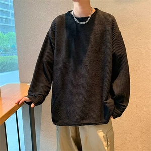 长袖t恤男2024春秋季情侣上衣男港风青少年纯色打底衫T395/P38图片