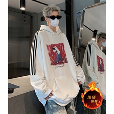 抖音得物供货提供视频秋冬重磅美式宽松织带连帽卫衣0438，男装卫衣，电商A486