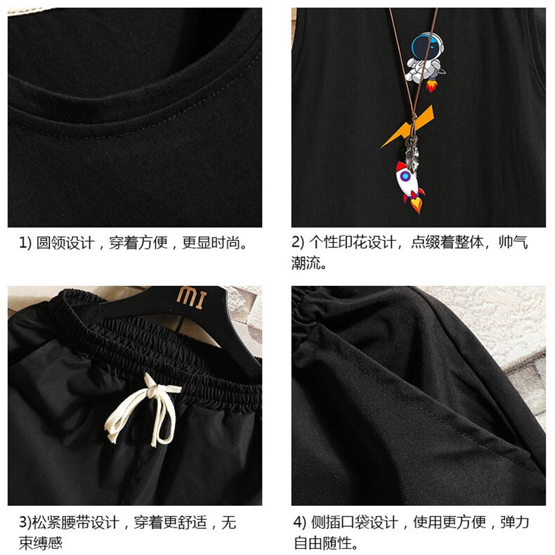 TB36165-P35纯汗背心套装男士大码汗衫短裤两件套砖墙挂拍,男装T恤,电商A040A