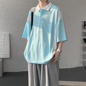 8XL-M拼接撞色短袖t恤男款夏季新款半袖POLO衫加肥加大码DT004P38图片