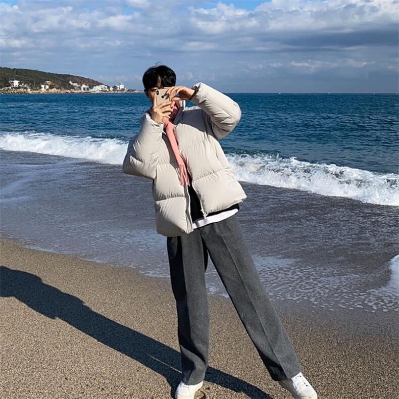 816B-WT033-P108韩加厚保暖棉衣纯色宽松冬装面包服棉袄外套,男装棉衣,星座816B