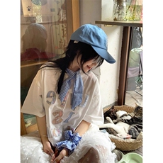 H0617-P35贴布刺绣韩系短袖t恤女新款宽松情侣上衣（不带装饰），女装T恤，星座617A-2