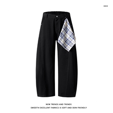美式纯棉百搭休闲拼接方巾设计宽松长裤K360特批3259.9，男装休闲裤，星座718-1