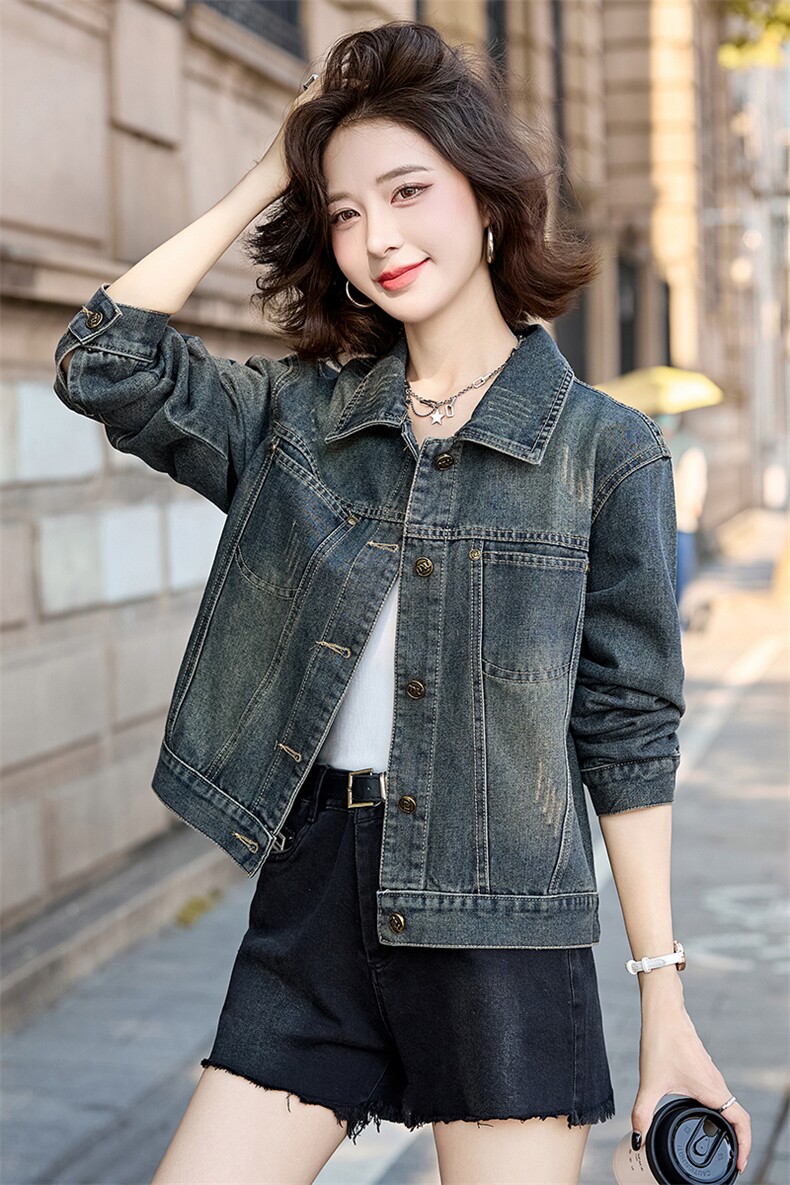 现货短款外套2025年女秋季新款时尚百搭牛仔上衣,女装短外套,英标秀（1C119）