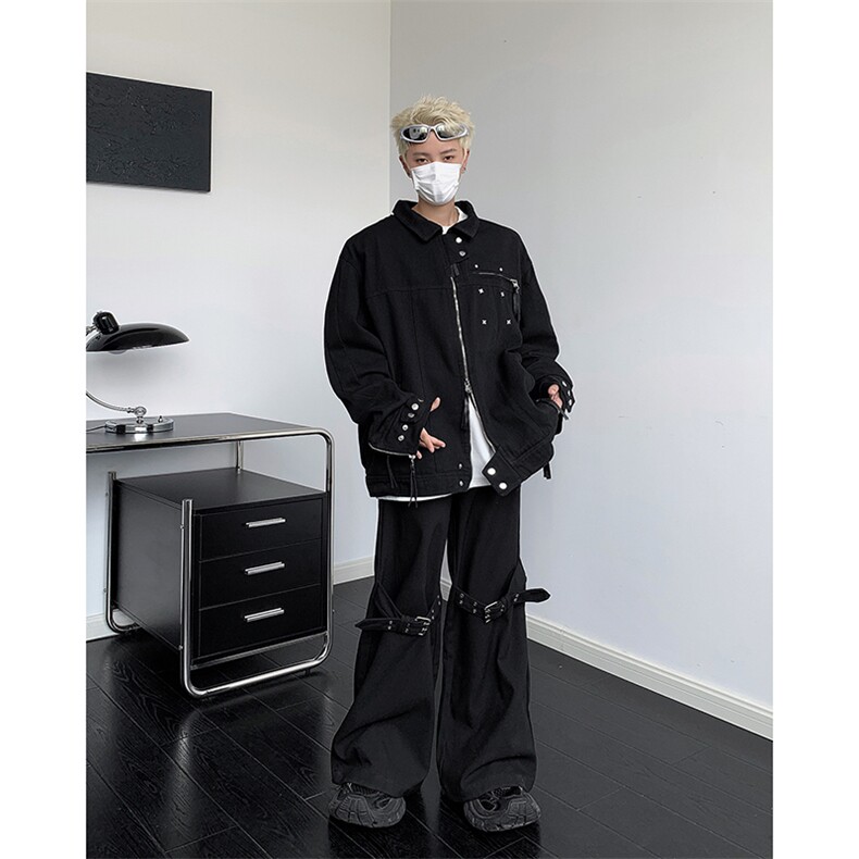 美式复古做旧水洗工装夹克外套男女潮牌情侣宽松上衣JK83266-P75,男装夹克,星座1008