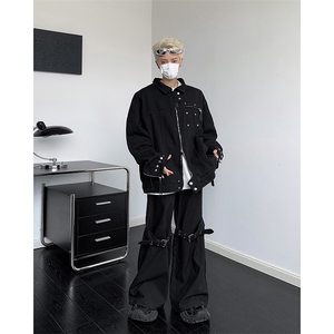 美式复古做旧水洗工装夹克外套男女潮牌情侣宽松上衣JK83266-P75图片