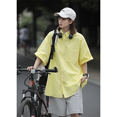 工装衬衫女夏设计高级感日系cityboy慵懒风衬衣短袖外套7002-P45，女装衬衫，星座710