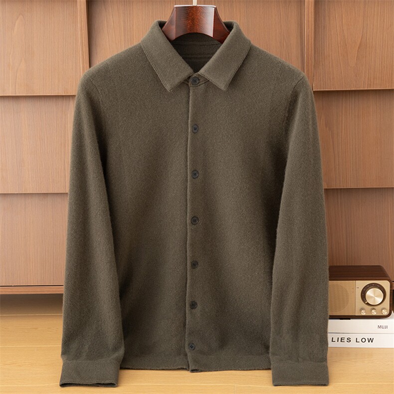 2025年秋季新款POLO领针织羊绒开衫时尚休闲通勤百搭，男装羊绒开衫，鼎坤羊绒